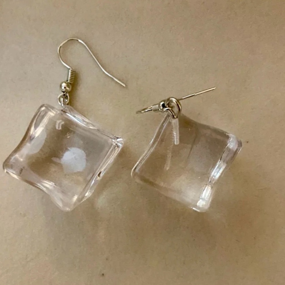Clear Ice Cube Dangle Earrings
